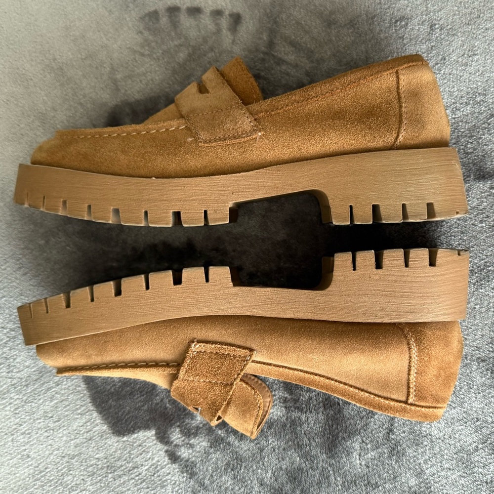 Steve Madden Lolo Penny Loafers Tan Camel Suede size 6.5 - Picture 5 of 10